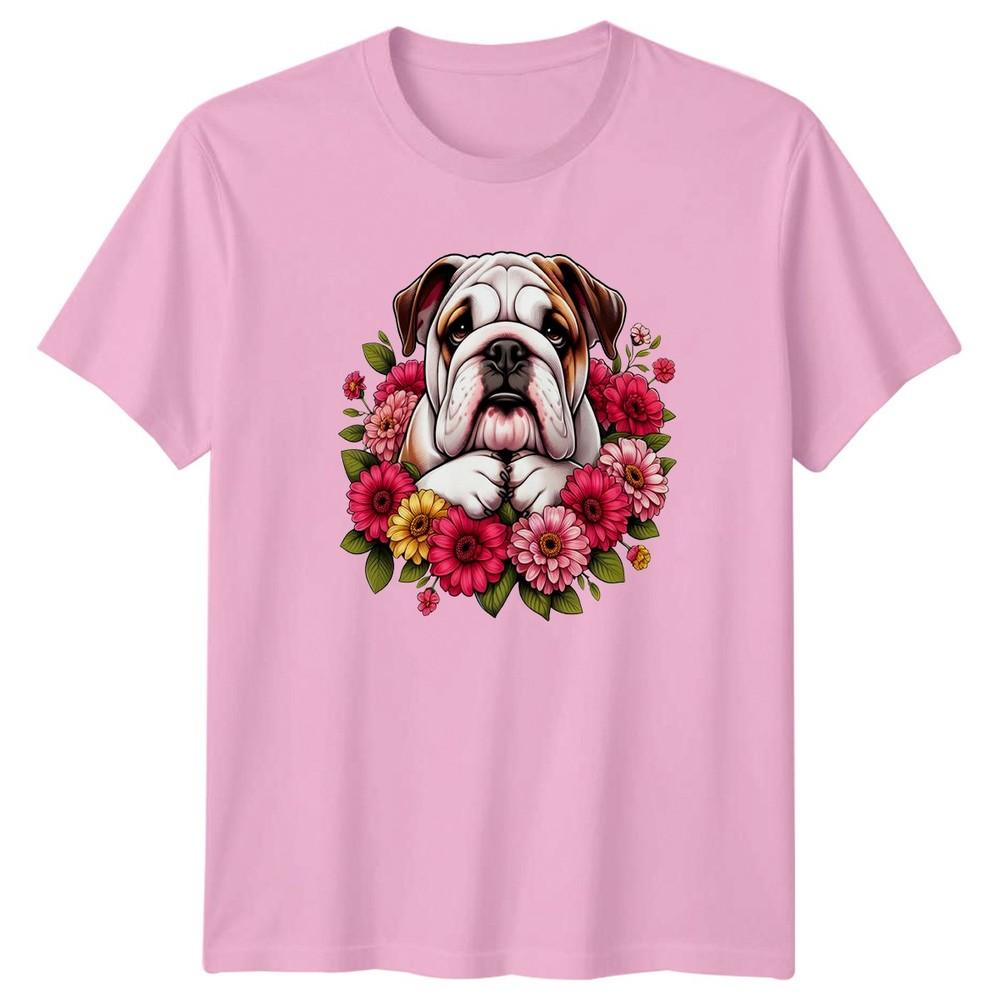 Floral Bulldog Dog Lover Life Unisexs TShirt Bulldog Flowers Pets