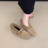 Fleece small leather shoes loafers retro fluffy shoes women wear winter Mary Jane warm cotton shoes