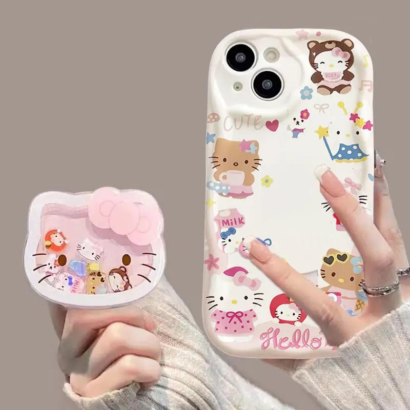 Cartoon Pink Hello Kitty Bracket Casing For Motorola MOTO Edge 50 Fusion Ultra Pro G84 G75 G60 G53 G52 G35 G05 G34 G30 5G Case