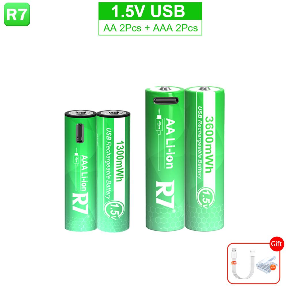 

Литий-ионная аккумуляторная батарея AA 1,5 В, 2800 мВт·ч + USB, литий-ионная батарея AAA AAA 1,5 В, 1110 мВт·ч, с USB-кабелем