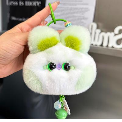 Adorable Real Rex Rabbit Fur Bunny Keychain Plush Doll Bag Charm for Women