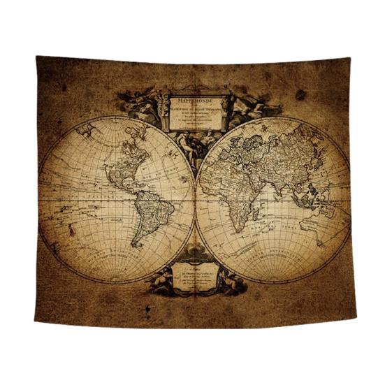 Tapeçaria de Parede Mundial, Pôster de Tecido da Terra para Sala de Estar, Arte de Parede Boho para Quarto, Capa de Fundo Vintage para Dormitório