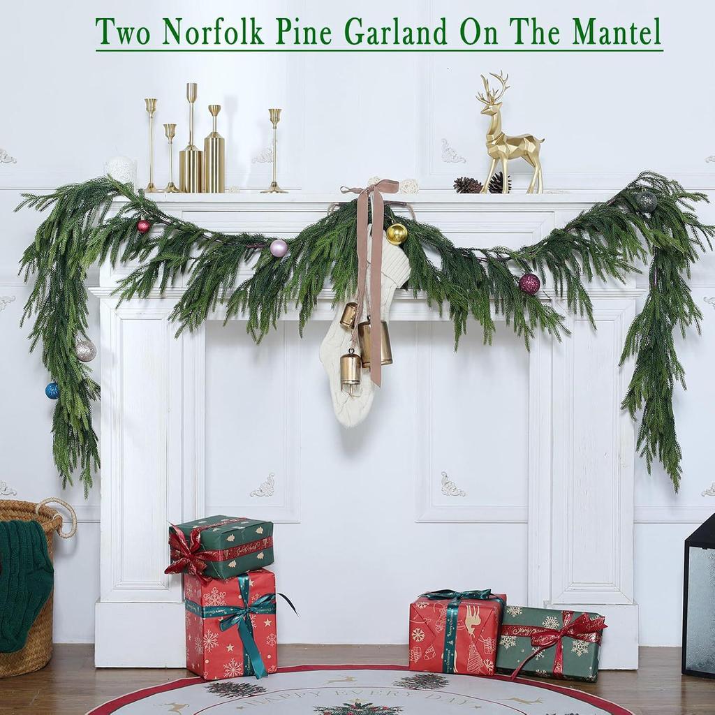 Artificial PE Norfolk Pine Garland with Soft Pine Needles - Christmas Decoration Wreath