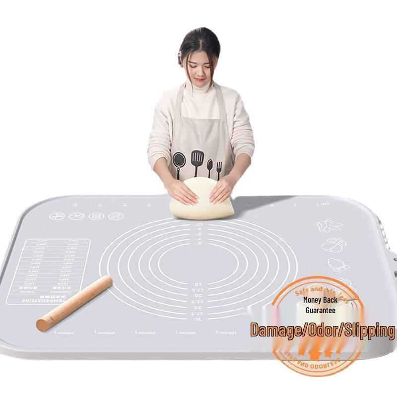 Food Grade Thickened Silicone Kneading and Rolling Mat, Non-Slip Cutting Board for Dumplings and Dough.