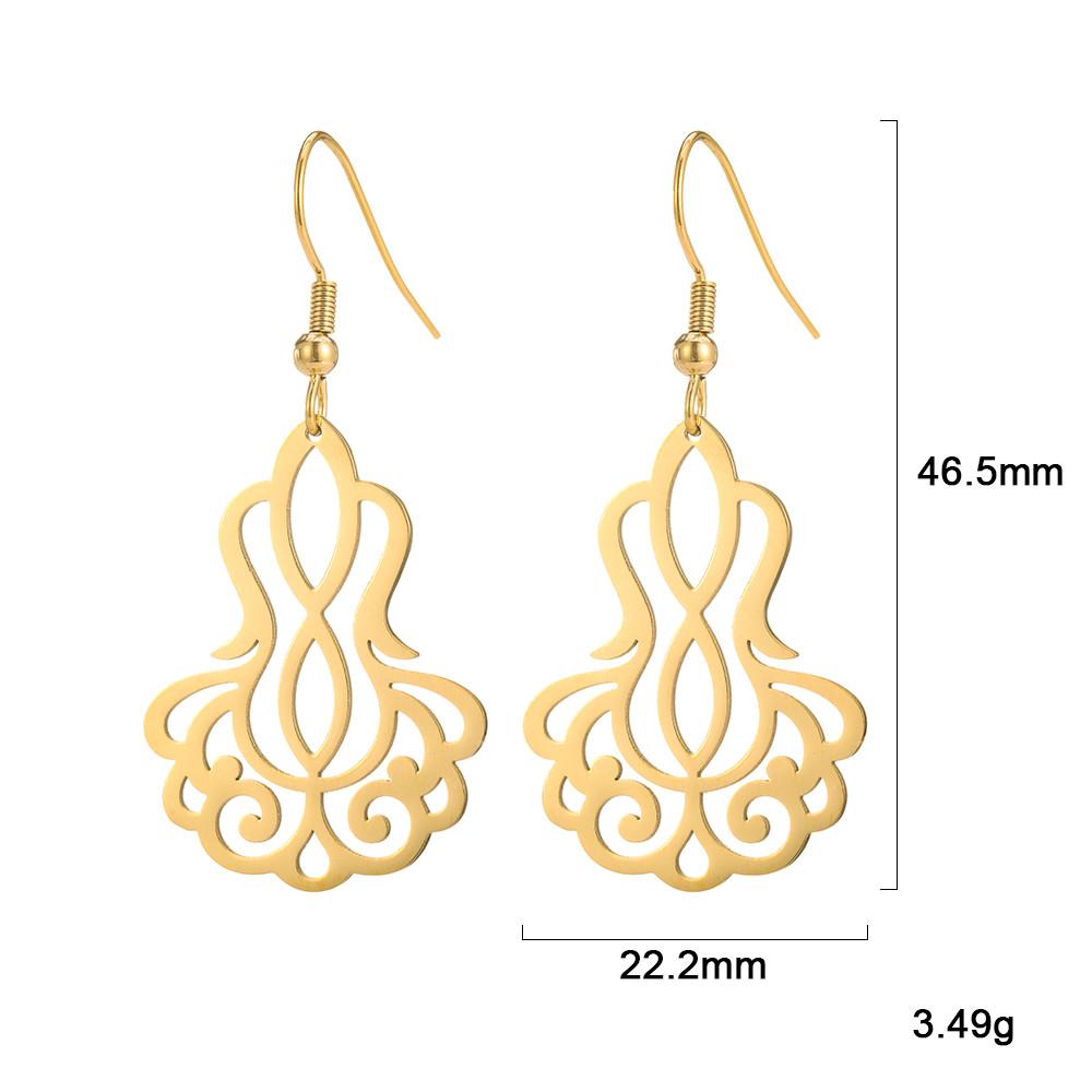 Filigree Dangle Drop Earrings Bohemian Stainless Steel Black Gold Hollow Vintage Pendant Earrings for Woman Gifts