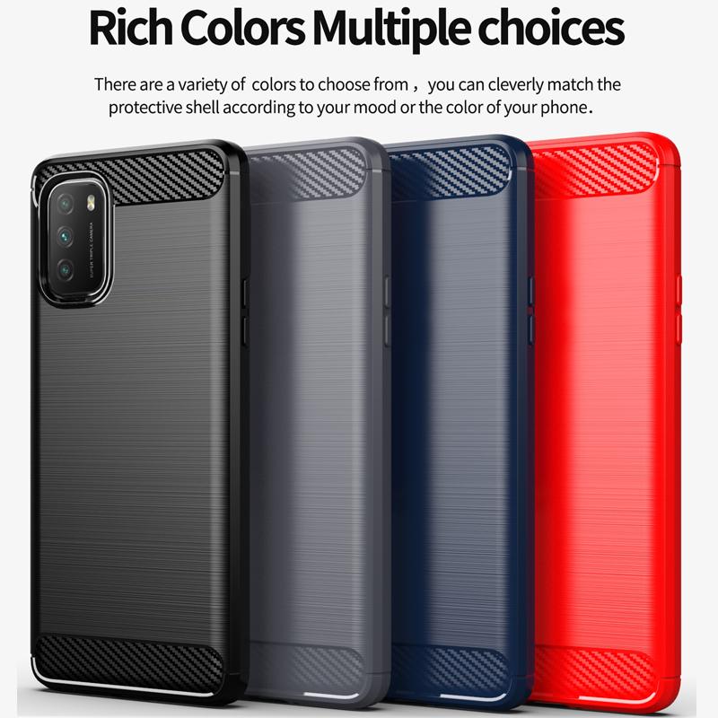 For Xiaomi Poco M3 Case Carbon Fiber Shockproof Soft Silicone Cover for Xiaomi Poco X3 NFC Poco F2 Pro for Redmi 9 9A 9C Mi 10T