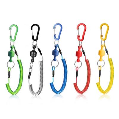 Fishing Magnetic Net Release Holder Safety Rope Magnetic Clip Landing Net Connectors Buckle With Coiled Lanyards