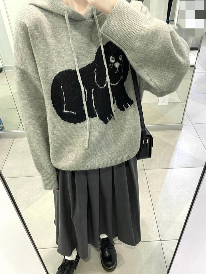 Gray Plus Size High Waist Soft Waxy Pleated Wool Skirt - Mid-length A-line for Women, Autumn Slimming