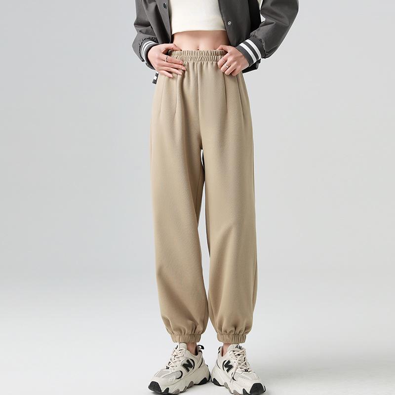 

Sweatpants women s spring and autumn new high-waisted and thin casual bloomers loose autumn leggings pants M хаки
