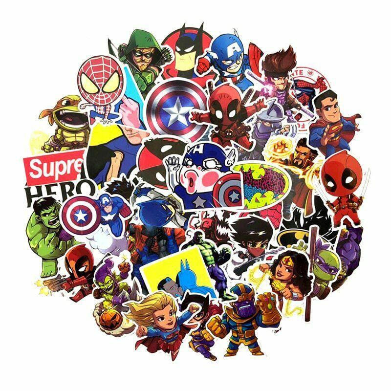100pcs Multicolor Super Hero Stickers For Luggage Laptop Skateboard Bicycle Car