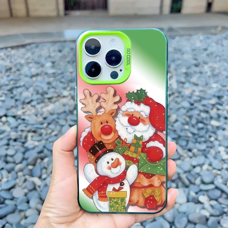 Merry Christmas Day Phone Case For iPhone 15 14 Plus Pro Max 13 12 Pro Max Mini 11 Shockproof Laser Matte Back Phone Cover Funda