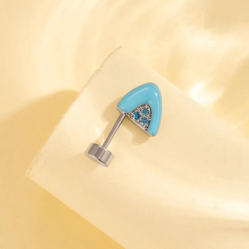 Modny Uroczy Kolczyk do Chrząstki Ucha w Kształcie Kociego Ucha Pływający Piercing Helix Stal Tytanowa Zawieszka Gwiazda Serce Cyrkonia Tragus Ucho Cyrkonia