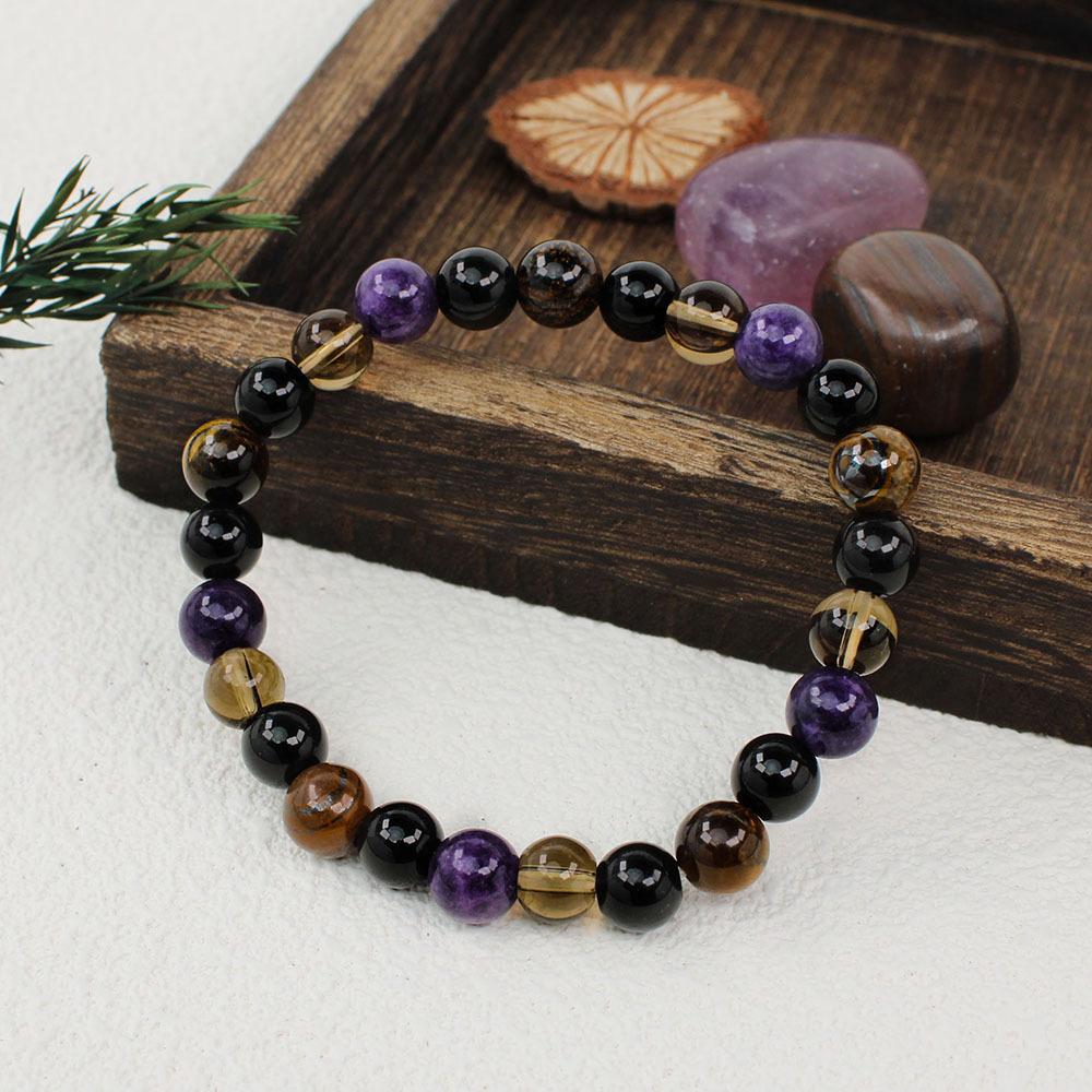 Festive Gifts Amethyst Tiger Eye Black Onyx Smoky Quartz Beaded Bracelet Natural Fashion Jewelry For Men Women Daily Wear GiftDaily Wear Gift