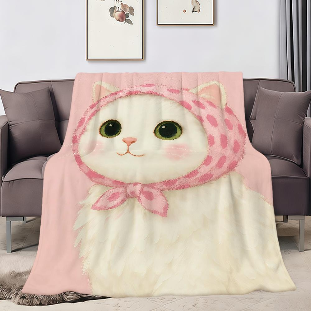 kawaii cartoon Kitten Cat with a Hood Flannel soft warm plush blanket sofa living room pet hogar bedroom gift home Car portable