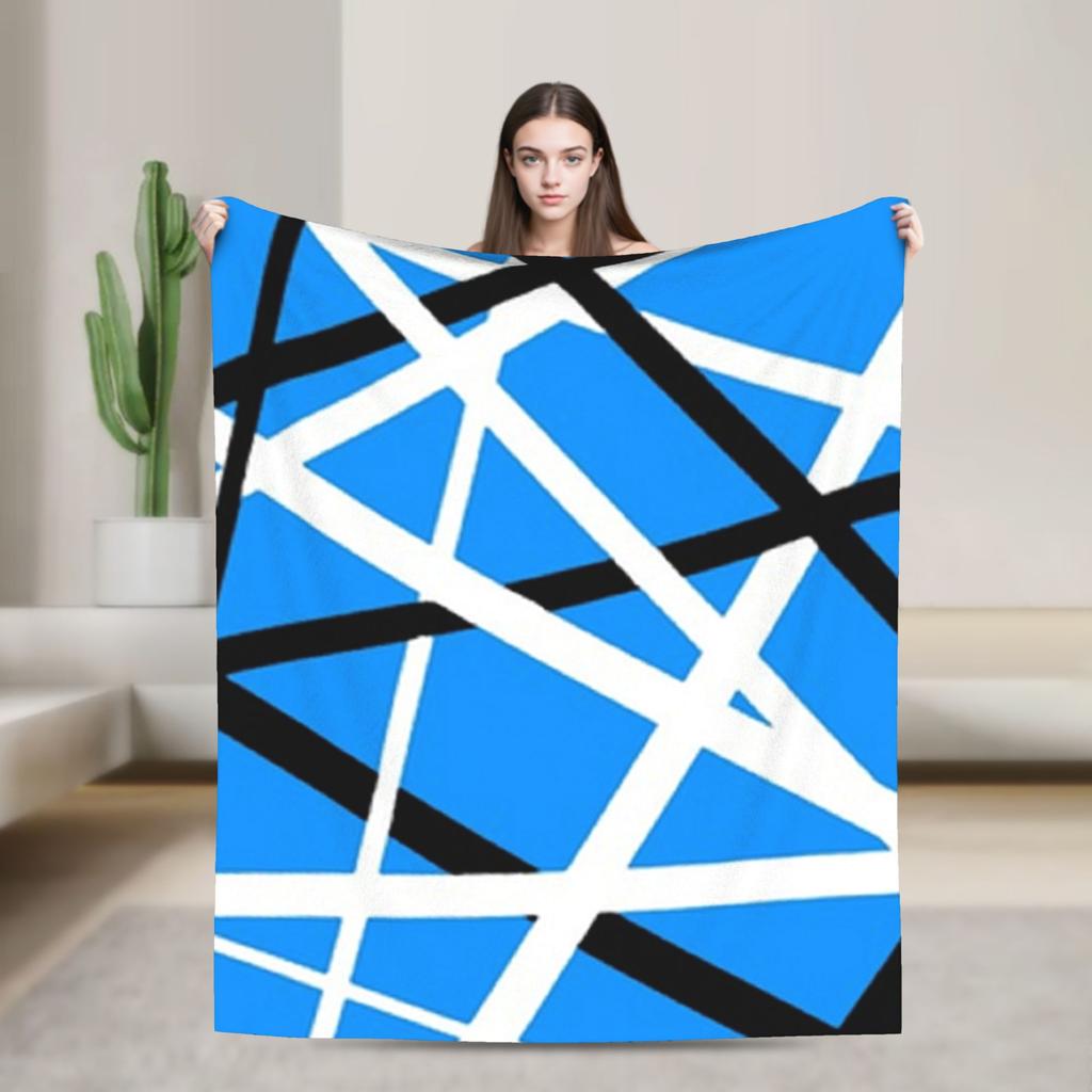 Warm Cozy Blankets Plane Travel Van Halen Blue Rock Stripes Throw Blanket Graphic Bedspread For Sofa Home