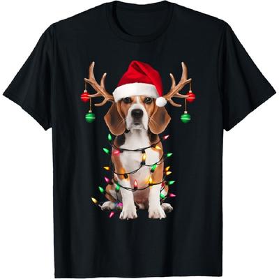 Beagle Christmas Tree Shirt Beagle Santa Hat Lover Gifts T-Shirt