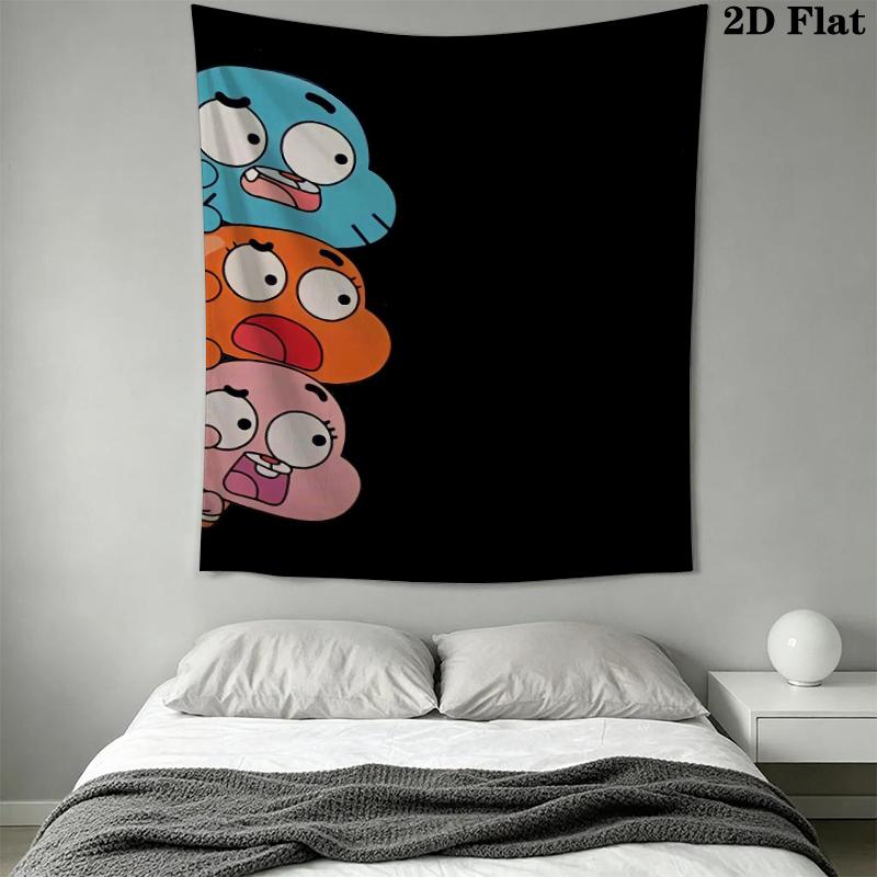 The Amazing World of Gumball Wall Tapestry Aesthetic Wall Hanging Printed Fabric Blanket Decorative Tapestries for Bedroom Living Room Home Decor