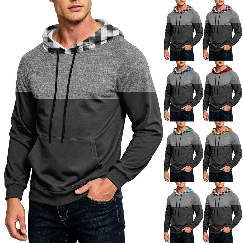 Męska bluza z kapturem na co dzień z kieszenią i ściągaczem Luźny krój Bluza z nadrukiem