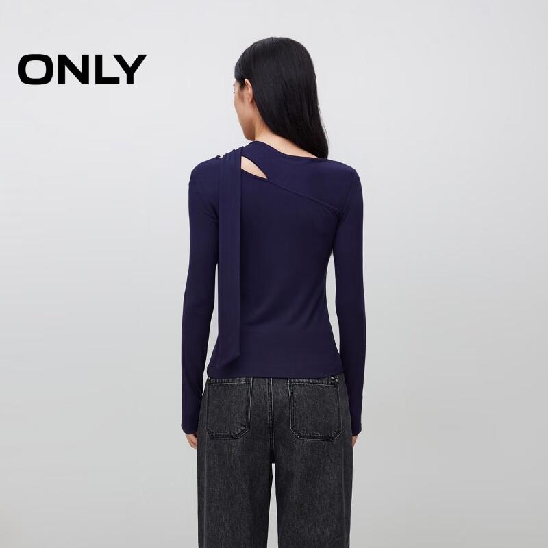 ONLY 2025 Winter Asymmetric Neck Slim-Fit Long Sleeve T-Shirt