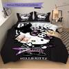 3pcs Cool Rock Hello Kitty Pattern Bedding Three-Piece Set (1 Cover + 2 Pillowcases, No Fillings),  Soft and Comfortable W021