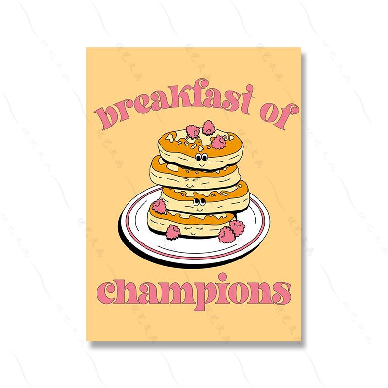 Nursery School Wall Art Cartoon Poster Print Hamburger Ice Cream Cherry Foods Canvas Painting Kitchen Cooker Kid Room Home Decor