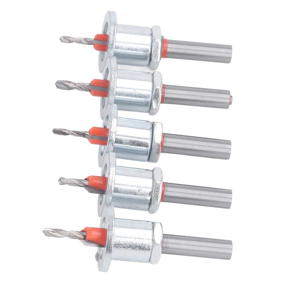5pcs 8mm Round Shank Adjustable Countersink Bit 2.8-4mm Cone Size Counterbore  Bit  For Metalworking