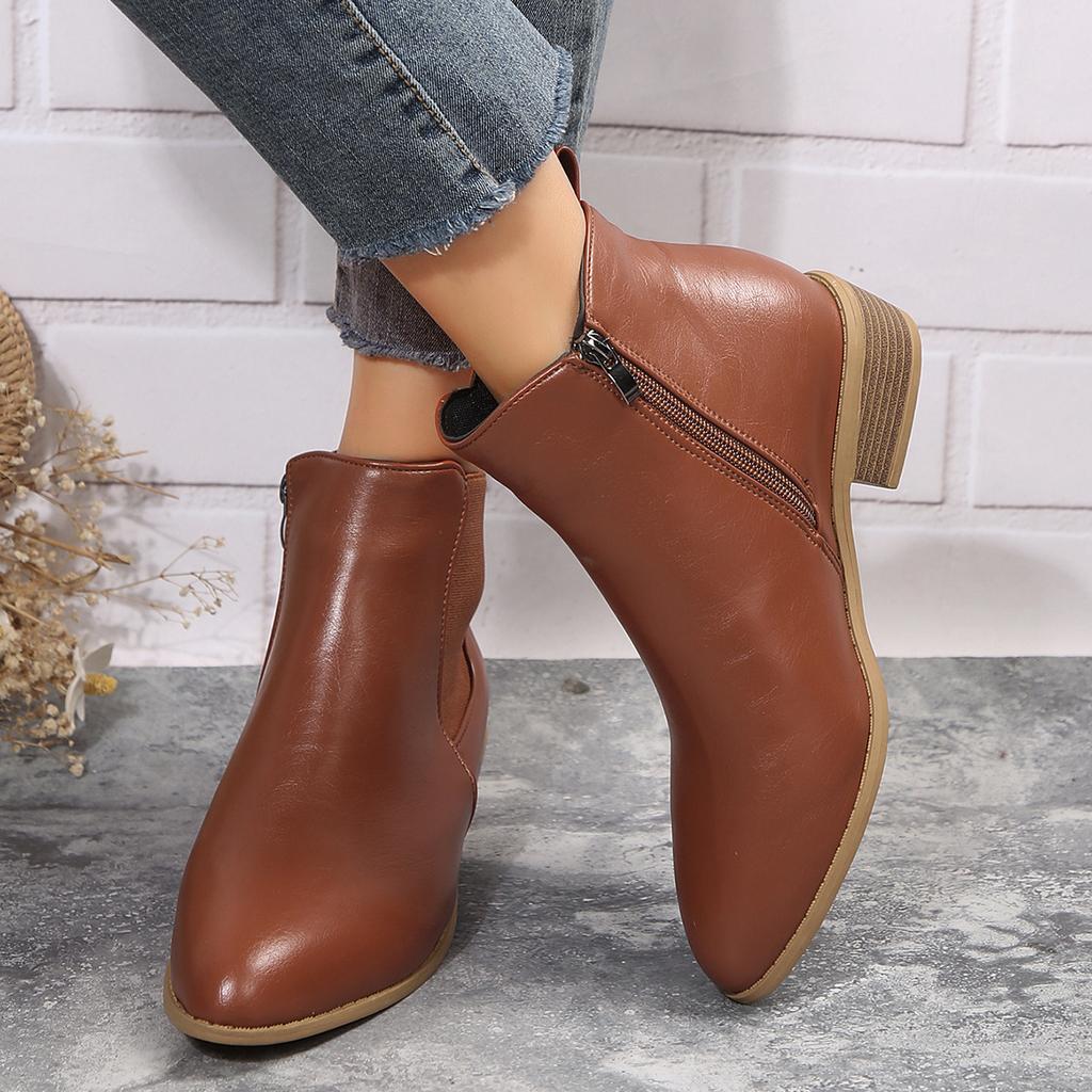 Large size Martin boots women's autumn and winter new low heel low tube side zipper short boots