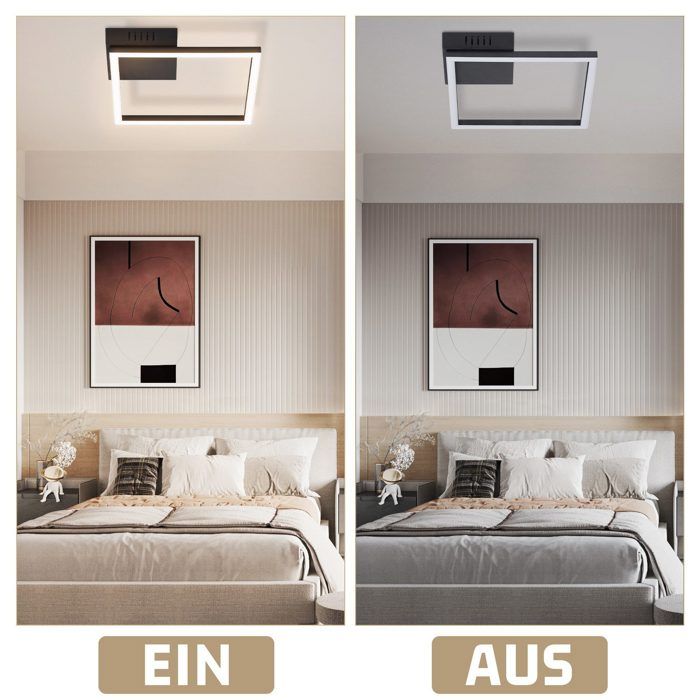 Plafonnier LED - NETTLIFE - Carré 26 cm - 12W - 3000K (Blanc chaud) - Noir métal design moderne