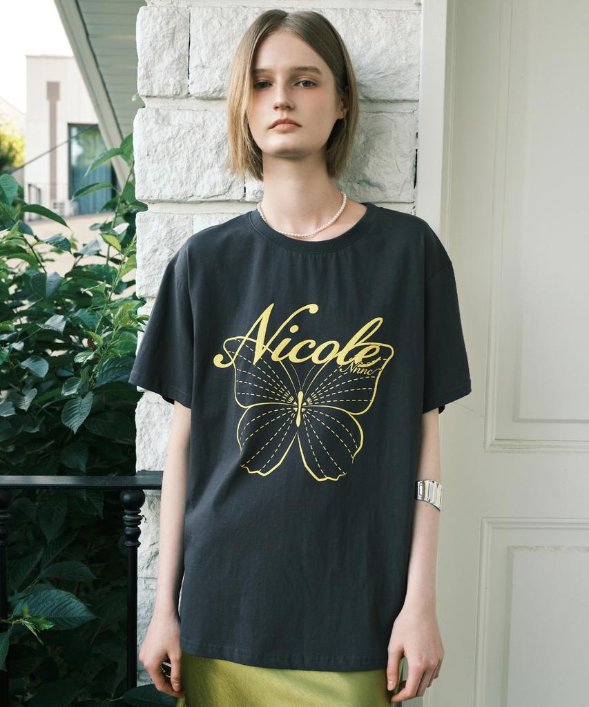 Nigaennikol Nicole Butterfly Sleeve Top_Charcoal Yellow