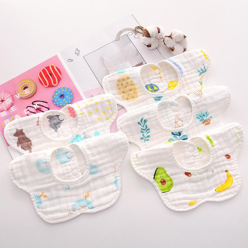 6 Layer Cotton Muslin Baby Bibs Newborn Drool Burp Cloth Unisex Soft Absorbent For Spring And Autumn Anti Spit Up
