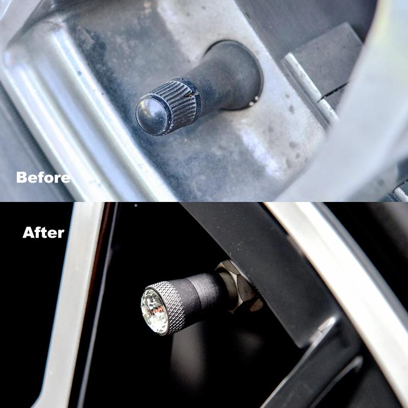 xlnpu7 Car Wheel Tire Valve Stems Caps Crystal Tyre Rim Stem Covers Airdust Waterproof for BMW VW Toyota Auto Moto Car Accessories Tool