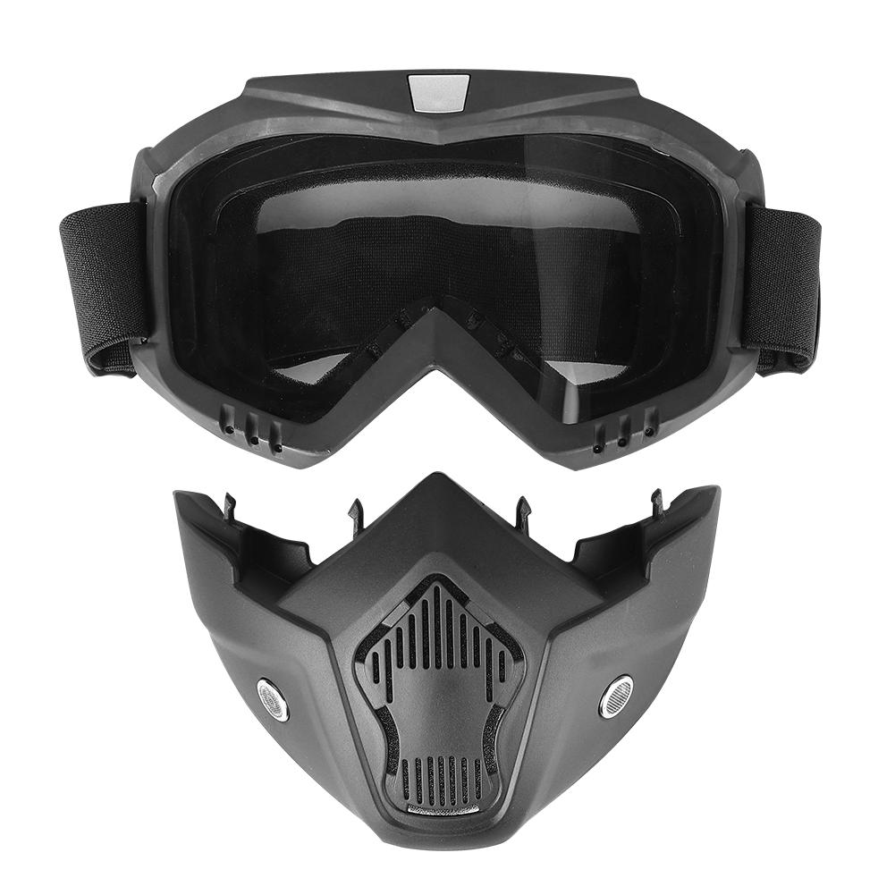 Motorcycle Goggles with Detachable Mask Outdoor Riding Cycling Protection Glasses(transparent)