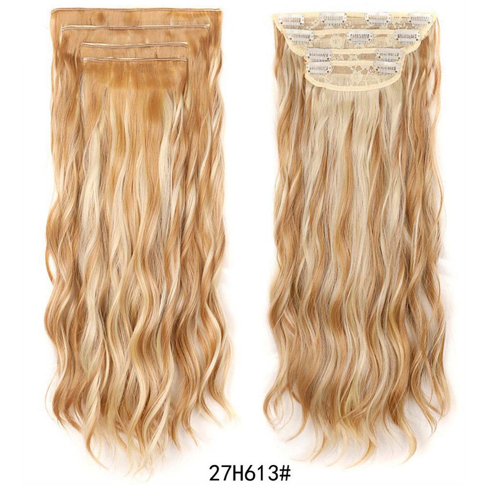 

4шт/комплект синтетические длинные волнистые накладные волосы толстые для всей головы заколки для волос упругие вьющиеся шиньоны