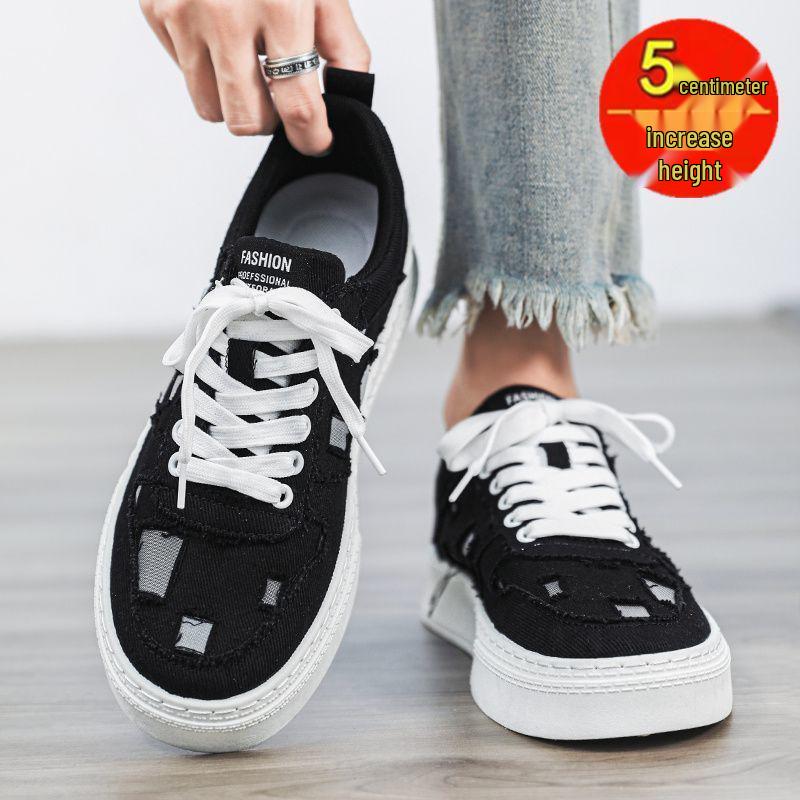 2025 Men's Breathable Canvas Shoes - Summer Fashion, Trendy, Odor-Resistant, Ripped, Wear-Resistant White Skate Sneakers
