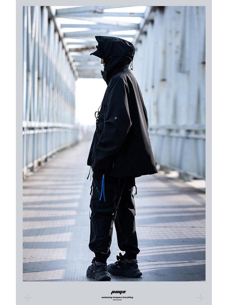 AOGZ Unisex Hooded Windbreaker for Spring/Autumn 2024 - Functional American-Style Jacket