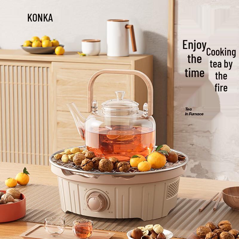 KONKA Electric Ceramic Stove with Simulated Charcoal Fire Tea Set CN plug (adapter included)