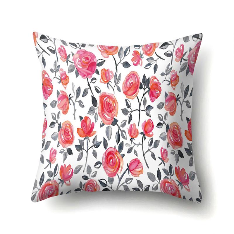 Polyester Pillowcase Plant Decoration Home Printed Pillow Car Waist Cushion Sofa Bed Head Cushion Cover