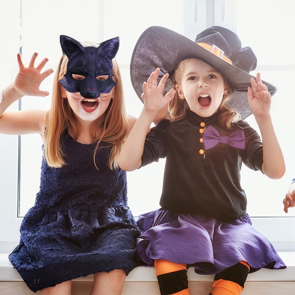 Breathable EVA Fox Half Mask Halloween Animal Cosplay Prop White Fur Effect Party Masquerade Lightweight Face Cover