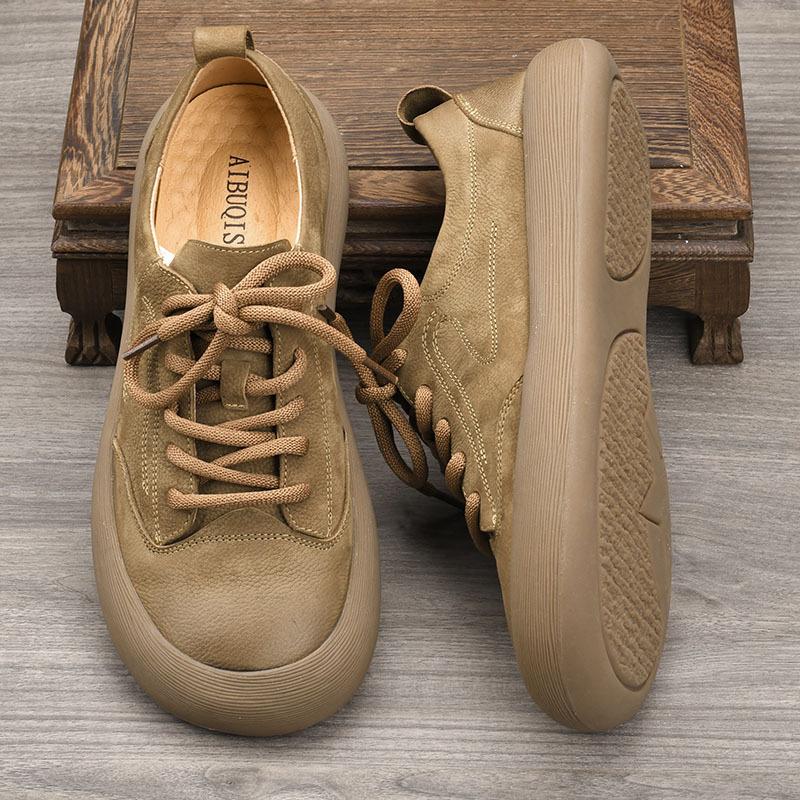 New Men's Shoes Summer Breathable Retro Frosted Leather Top Layer Cowhide Men's Casual Shoes Versatile Leather Casual Shoes