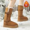 Thick-soled Snow Boots Women's 2025 New Winter Fur Integrated High Tube Piled Thickened Cotton Shoes Knight Long Tube Cotton Boots