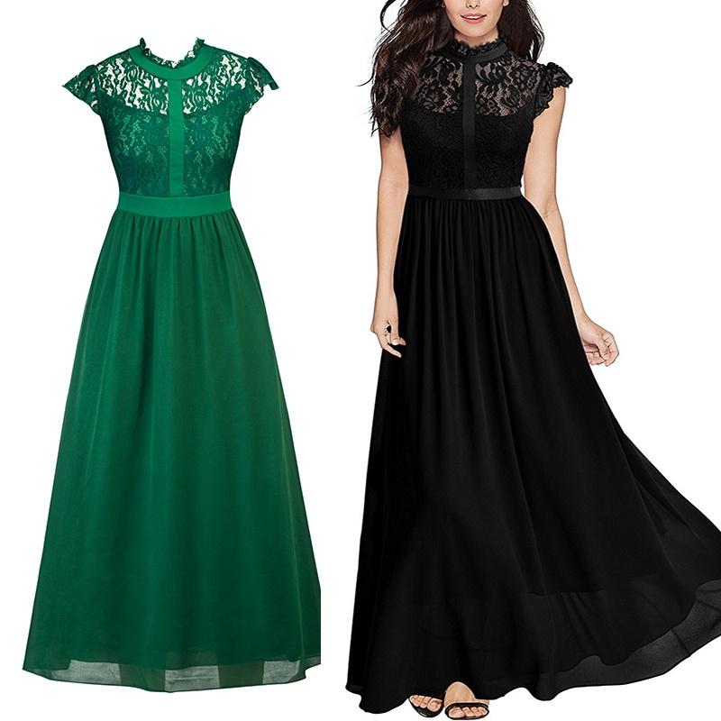 Elegante Vestido de Encaje Hueco para Mujer para Fiestas de Cóctel Ocasiones Formales de Noche