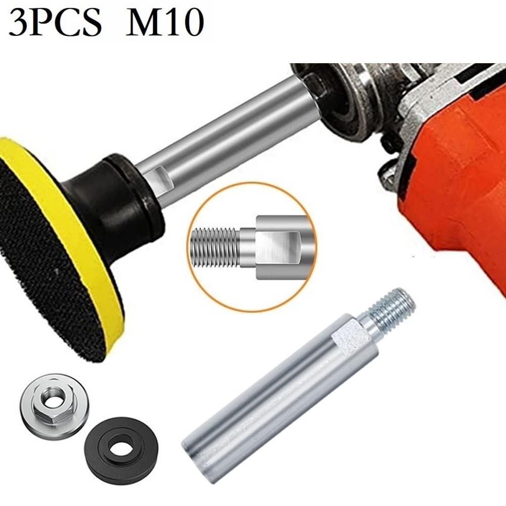 3pcs Angle Grinder Extension Connecting Rod 65mm M10 Thread Shaft Polisher Lock