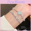 Modern Minimalist Silver Blue Zircon Flower Bracelet For Women Gift