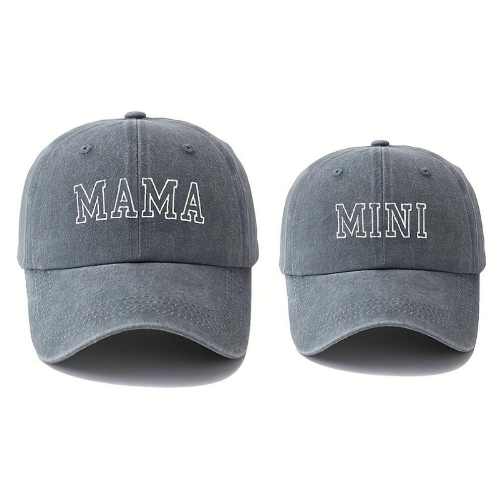 Fashion Washed Cotton MAMA MINI Embroidery Caps Vintage Breathable Baseball Cap Adjustable Outdoor Sunscreen Hats