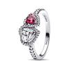 Double Heart Contrast Design 925 Silver Glass Cubic Zirconia Ring Women Ring 193662C01