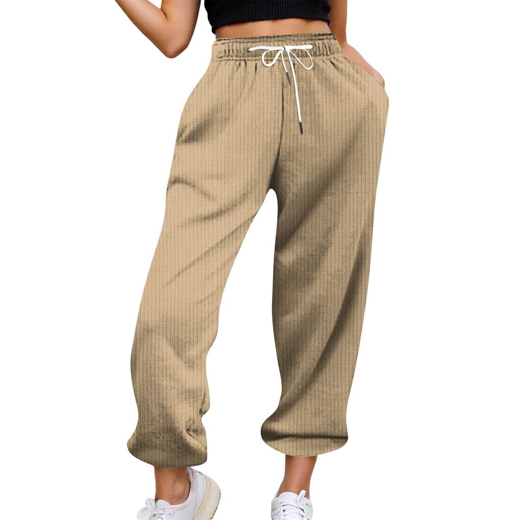 Women's Casual Pants High-waisted Belted Jogging Pants With Pockets