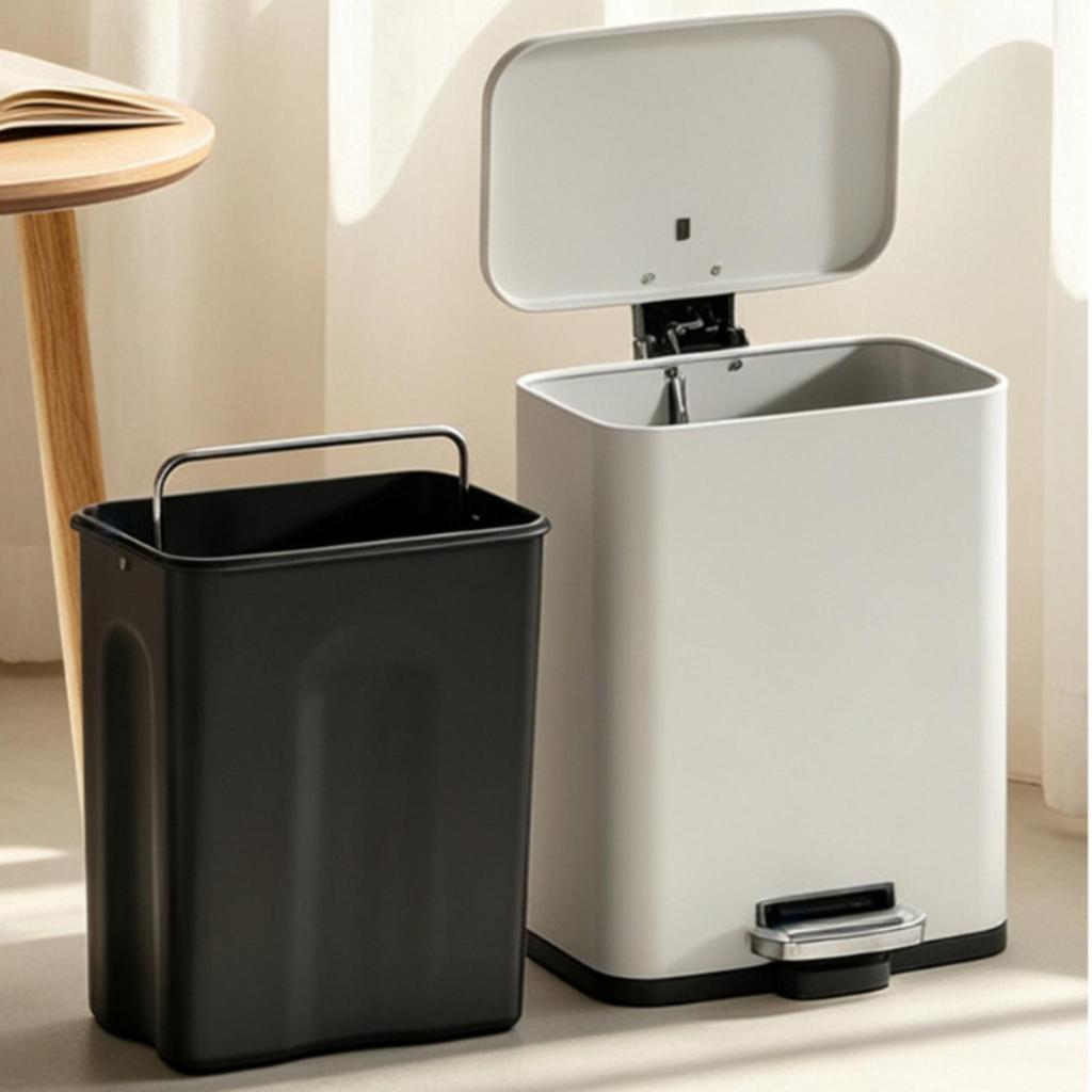 5L Rectangular Pedal Waste Bin Hands Metal with Polypropylene Liner Compact for Kitchen,