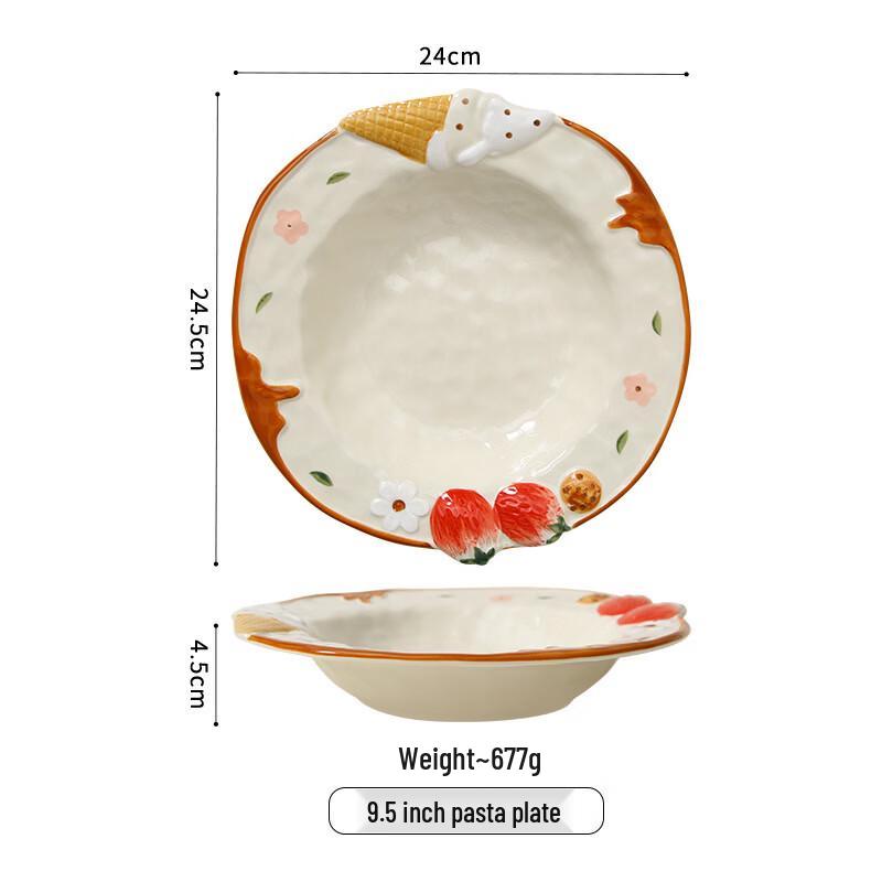 ZISIZ Sweetheart Irregular Ceramic Pasta Plates
