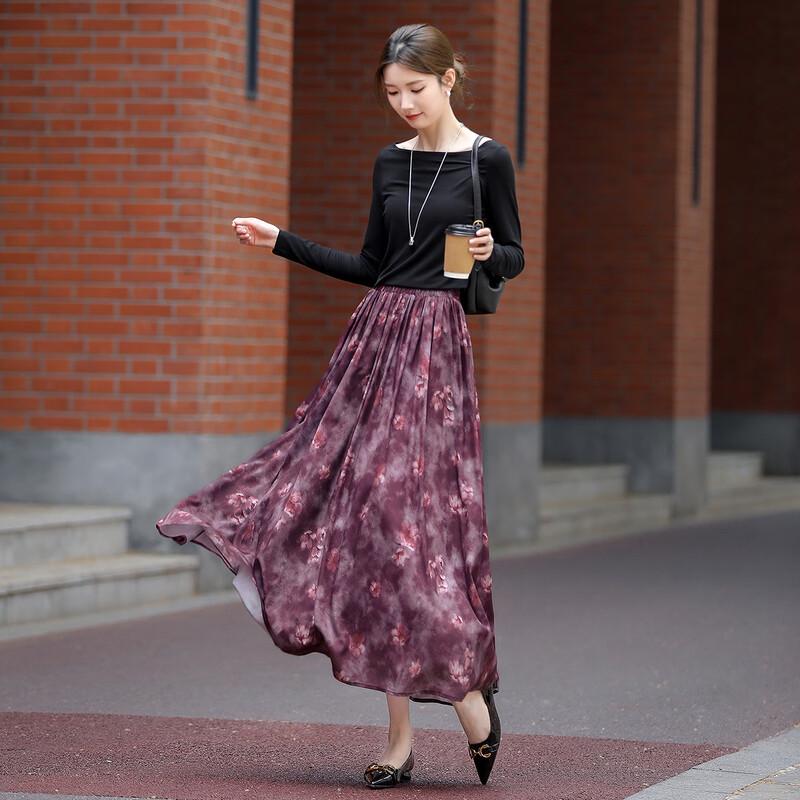 Demana Retro Garden Floral Pleated Midi Skirt