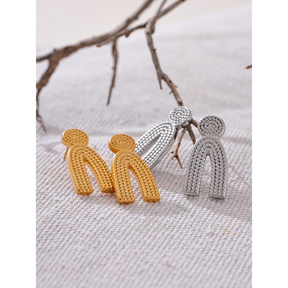 Yhpup Waterproof Stainless Steel Metal Geometric Personalized Stud Earrings Prevent Allergy Charm Simple Versatile Jewelry Gift